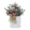 Glitzhome® 21" Christmas Pine Needle & Berry Ribbon Centerpiece